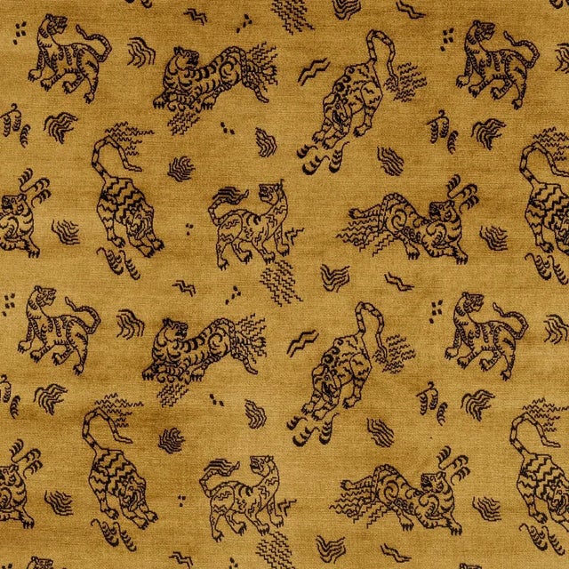 Schumacher Kinabalu Velvet Fabric in Gold For Sale