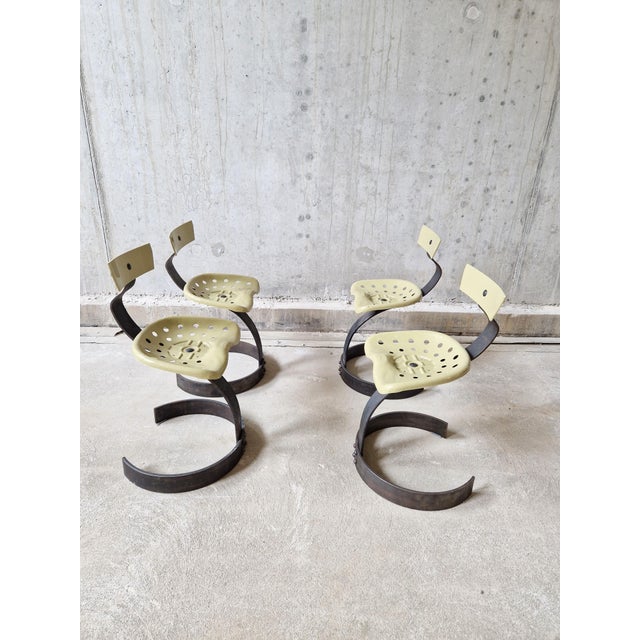 Postmodern Metal Tractor Seat Chairs, 1990, Set of 4 For Sale - Image 11 of 15