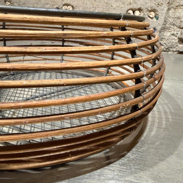 Round Wicker Metal Wrapped Basket Farmhouse Rustic Desig For Sale In San Diego - Image 6 of 9