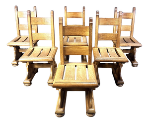 Brutalist Oak Dining Chairs, 1960s, Set of 6