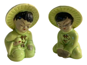 1940 Chinoiserie Salt and Pepper Shakers - Set of 2