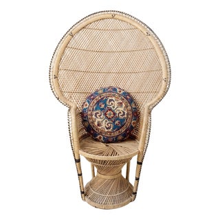 Large Handwoven Rattan Peacock Emmanuelle Throne Chair, Philippines, 1950s For Sale
