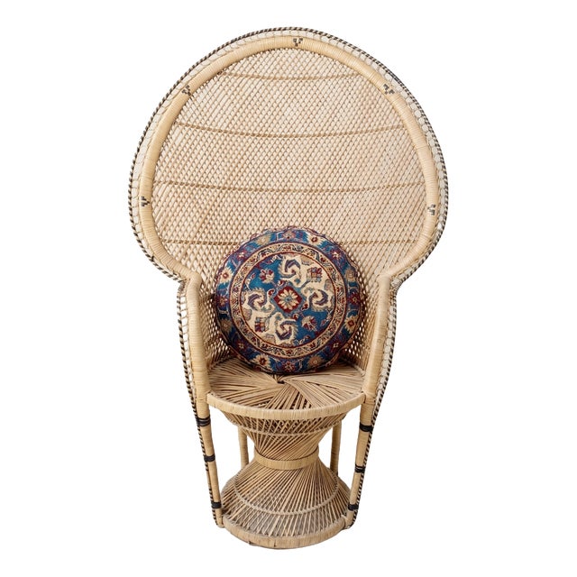 Large Handwoven Rattan Peacock Emmanuelle Throne Chair, Philippines, 1950s For Sale