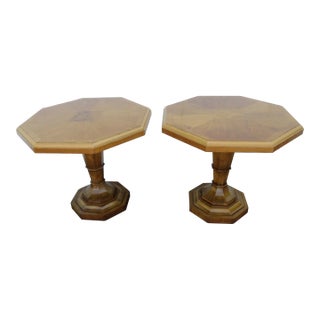 Weiman Mid Century Modern Octagon Pair of Side End Tables For Sale