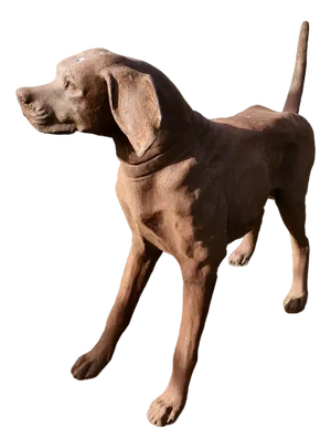 Large Weathered Cast Iron Standing Statue of a Hunting Dog in Cast Iron, 1950s