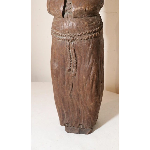 Antique 1800s Hand Carved Wood Folk Art Friar Monk Statue Sculpture Religious For Sale In New York - Image 6 of 11