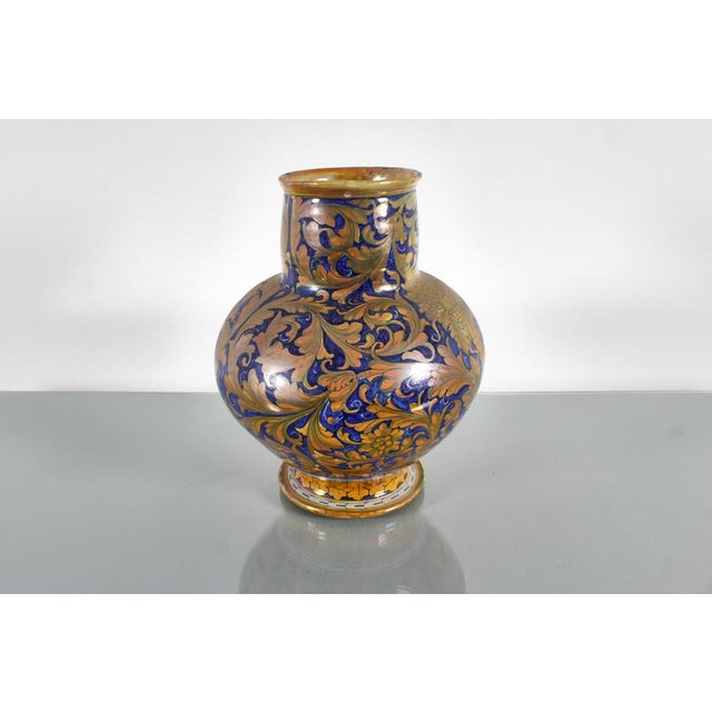 Blue Ceramics Vase in Hand-Glazed Majolica by Alfredo Santarelli, Italy, 1920s For Sale - Image 8 of 15