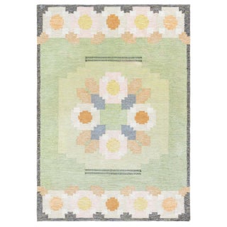 Doris Leslie Blau Vintage Swedish Flat Woven Rug by Ingegerd Silow For Sale