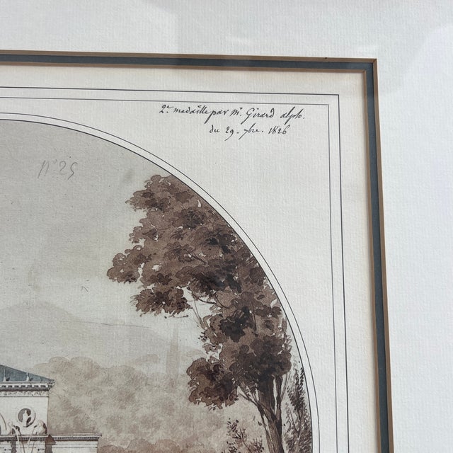 Beaux-Arts Antique 1800s Hand Colored French Beaux-Arts Pavillon De Bains Architectural Print For Sale - Image 3 of 7