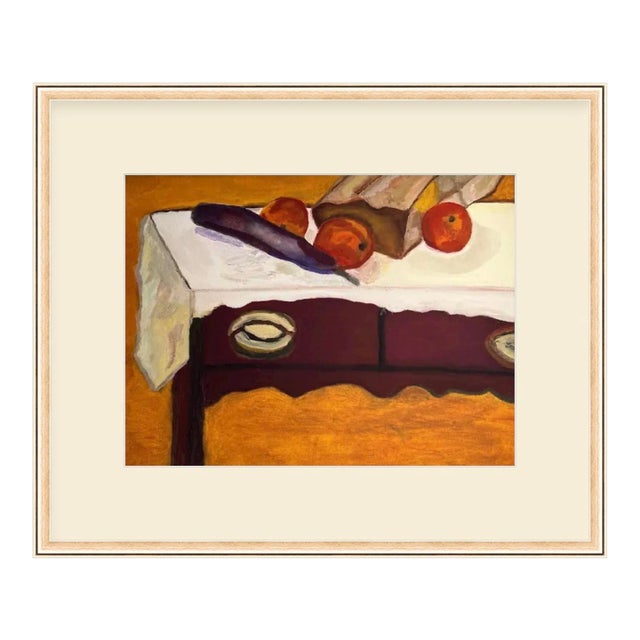 Paper Bag With Fruit on Table Lithograph by Jessica Alexander, Framed For Sale