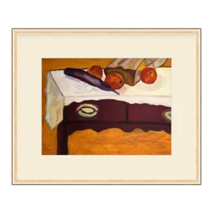 Paper Bag With Fruit on Table Lithograph by Jessica Alexander, Framed