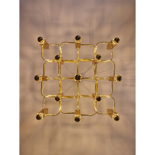 Gold Geometric Brass Chandelier by Gaetano Sciolari for Boulanger, 1970s For Sale - Image 8 of 18