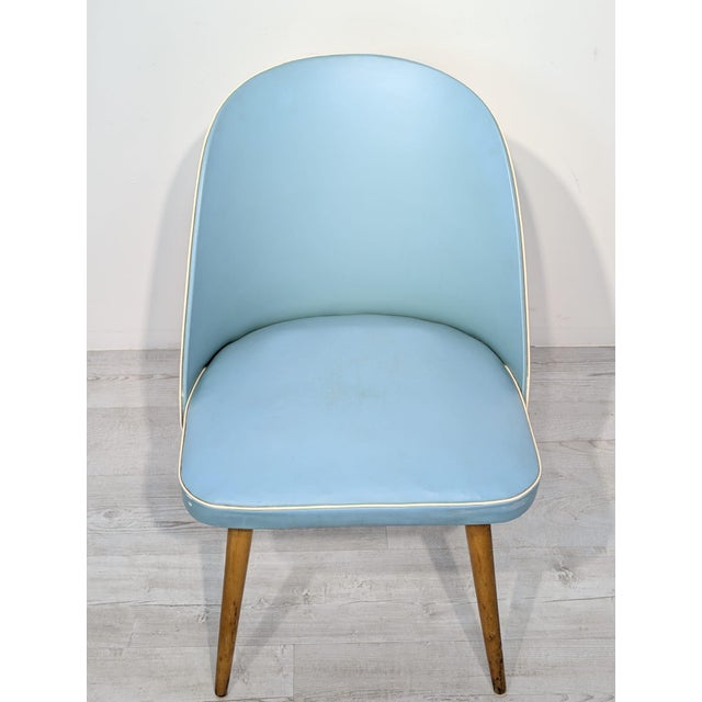 Vintage Blue Leather Armchair, 1950s For Sale - Image 9 of 14