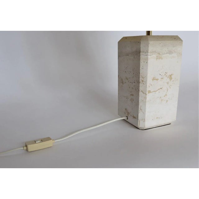 Gold Italian Table Lamp in Travertine Marble, 1970s For Sale - Image 8 of 14