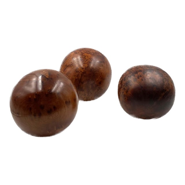 Set of 3 Wooden Spherical Sculptures, France 1960s For Sale