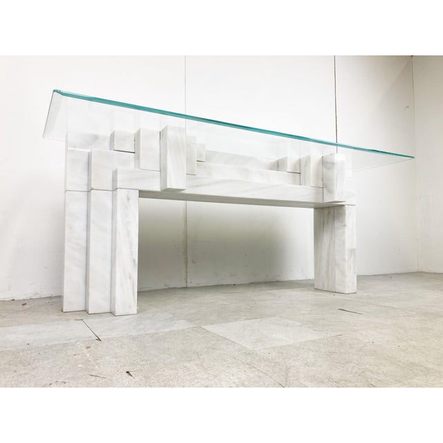 White Marble Console Table, 1980s For Sale - Image 8 of 10