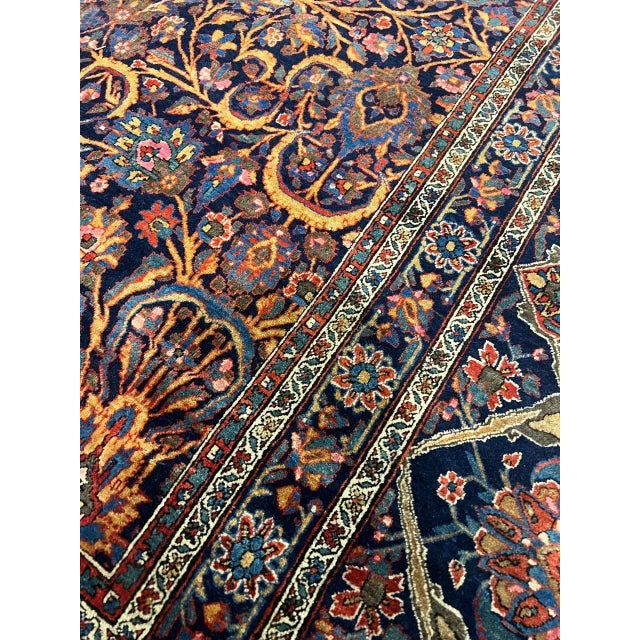 Late 20th Century Navy Blue Persian Antique Kashan For Sale - Image 11 of 12