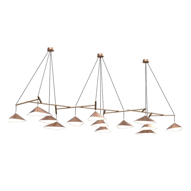 Emily Group of Thirteen Pendant Light in Copper Semi-Matte by Daniel Becker for Moss Objects For Sale