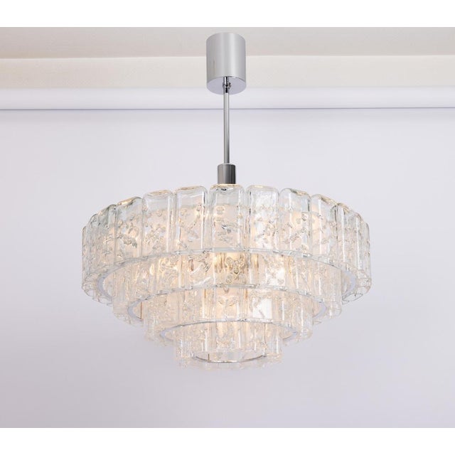 Large Ice Glass Tubes Chandelier by Doria, Germany, 1960s For Sale - Image 3 of 16