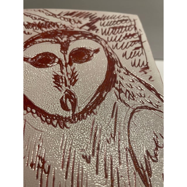 Mid-Century Modern Steve Krauss Owl Enamel on Metal For Sale - Image 3 of 4