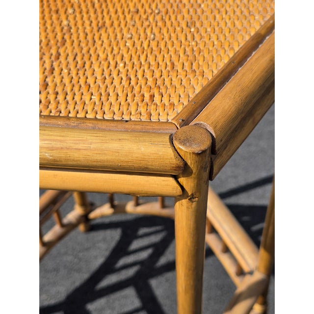 1980s Vintage Coastal Bamboo Hexagon Side Fern Table For Sale - Image 5 of 12