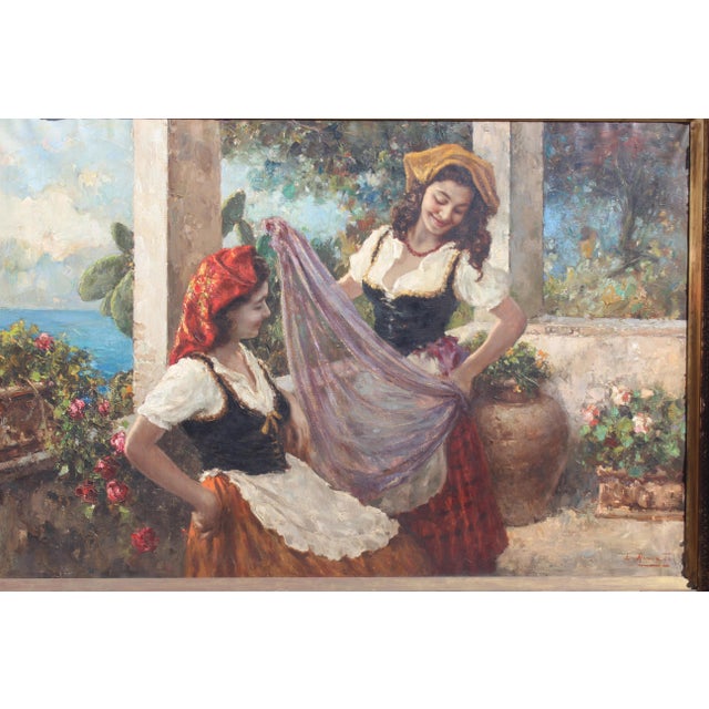 Monumental 6 Foot Wide Italian 19th Century Painting by Luigi Amato For Sale In San Diego - Image 6 of 8