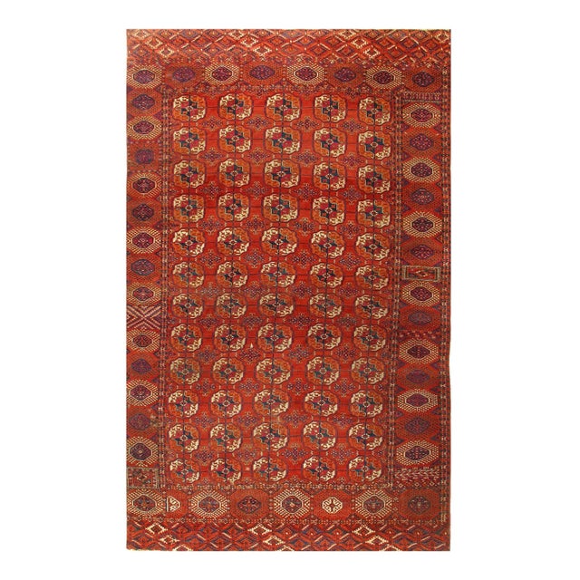Late 19th Century Antique Russian Tekkeh Rug - 7′1″ × 11′9″ For Sale - Image 4 of 4