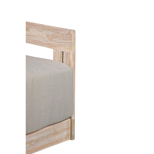 Wood Paradiso Outdoor Teak Natural Look Swivel Chair - Gray Fabric For Sale - Image 7 of 9