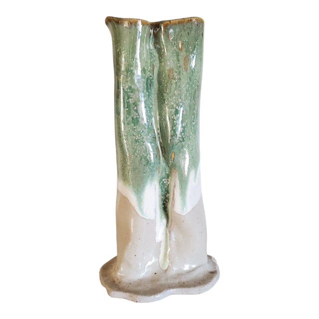 Vintage 1960s Abstract Glazed Ceramic Vase For Sale