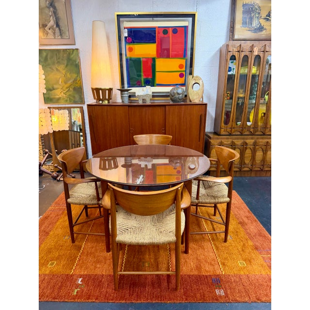 Brown 1950s Mid Century Danish Teak Dining Set Peter Hvidt and Orla Molgaard Nielsen for Soborg Mobelfabrik Attrb For Sale - Image 8 of 12