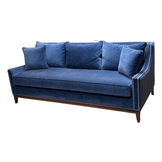 Nathan Anthony Bespoke Slope Arm Sofa, Navy For Sale