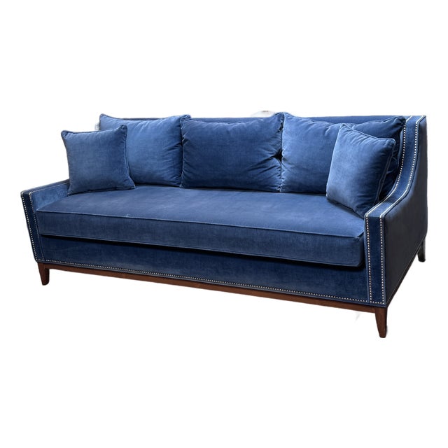 Nathan Anthony Bespoke Slope Arm Sofa, Navy For Sale