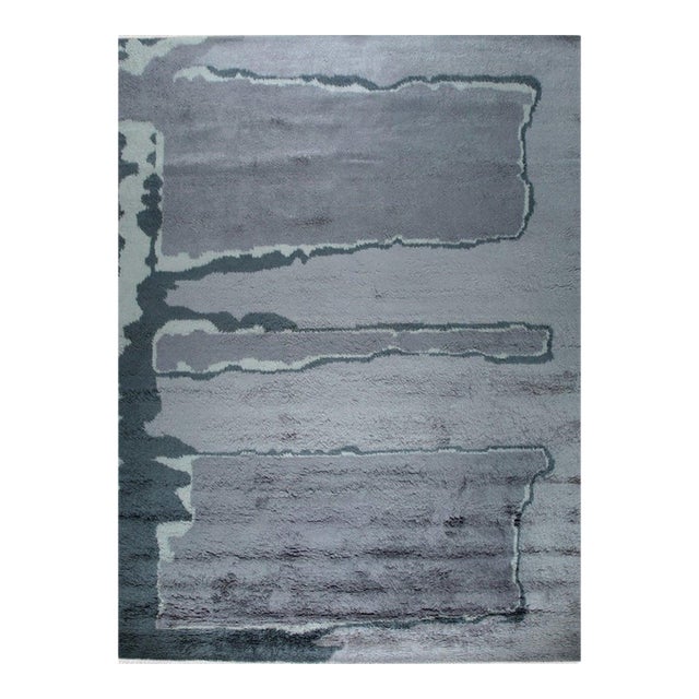 5x8 Maya Purple Abstract Modern Hand Knotted Wool Carpet Rug For Sale