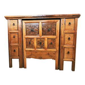 Vintage Solid Wood Cantonese Desk With Chair