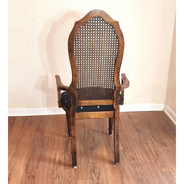 Bernhardt Vintage Bernhardt Hibriten Italian Provincial Cane Back Dining Arm Chair For Sale - Image 4 of 6