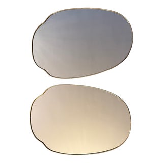 Italian Modernist Brass Wall Mirror in the style of Gio Ponti, 1950s For Sale