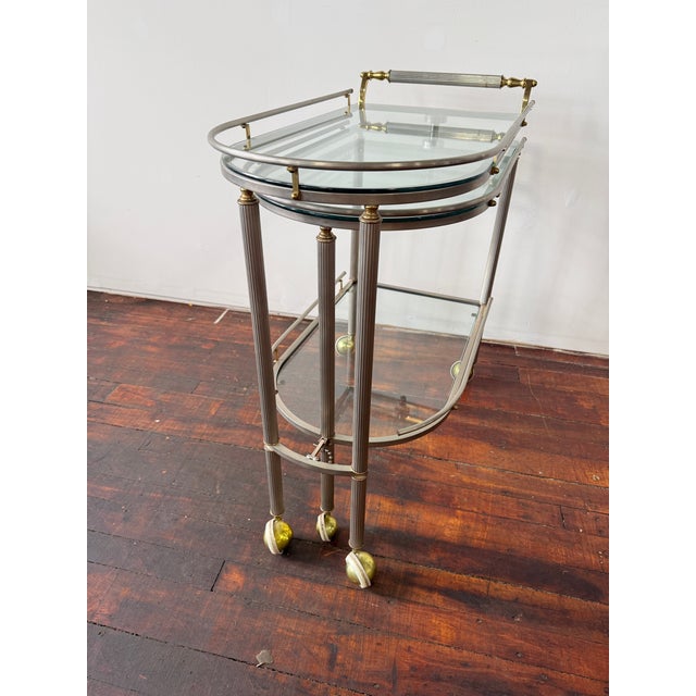 Gray French Extending Bar Cart, Maison Jansen Manner, Mid-20th Century For Sale - Image 8 of 10