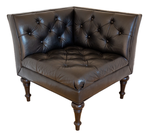 Black Leather Chesterfield Armchair Corner Salon Moschino Haslam Country House Designer, 1990s