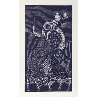 Manuel Izquierdo, "Spanish Dancer (Blue)," Woodcut For Sale