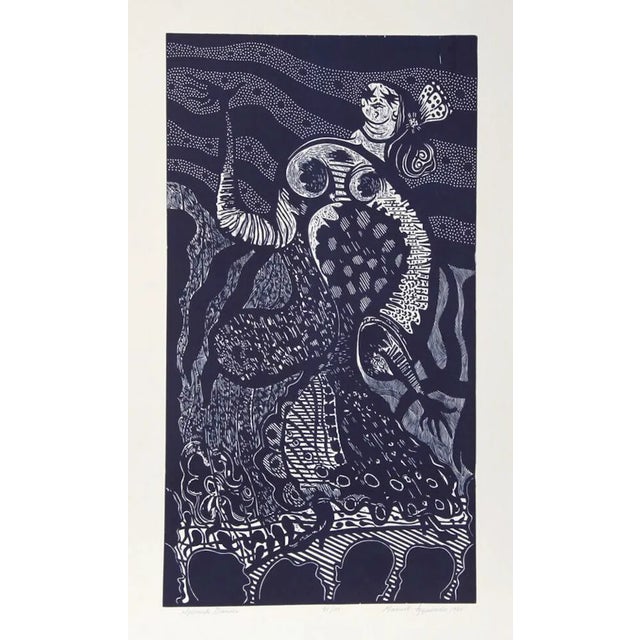 Manuel Izquierdo, "Spanish Dancer (Blue)," Woodcut For Sale