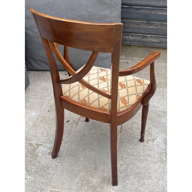 Rustic Antique Rustic Office Chair in Cherrywood and Fabric, 1950s For Sale - Image 3 of 18