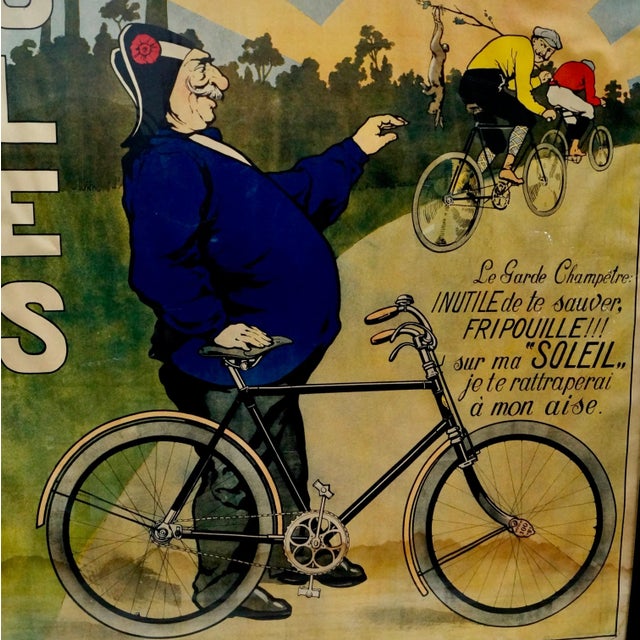 Antique French Soleil Cycles Advertising Poster For Sale - Image 4 of 7