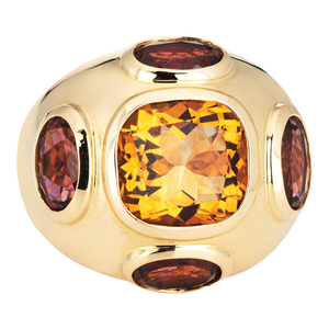David Yurman Renaissance Ring 18k Gold Citrine Rhodalite Garnet Sz 6.5