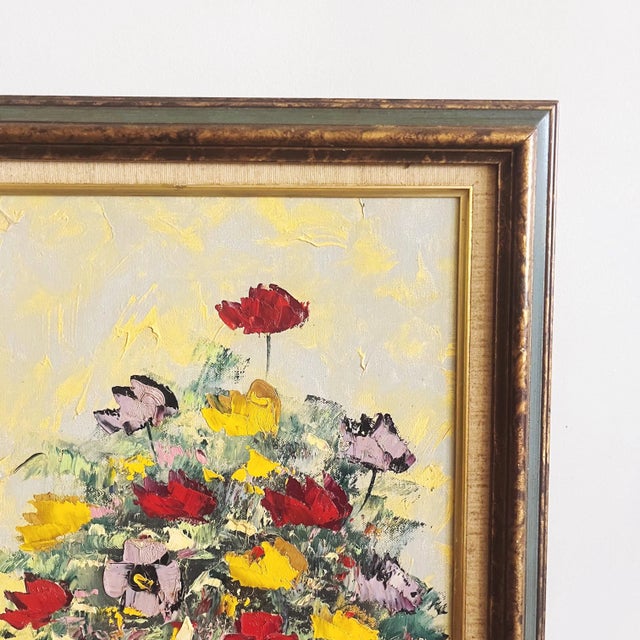 Vintage Signed “Bert Brand” Original Floral Oil Painting For Sale - Image 4 of 6