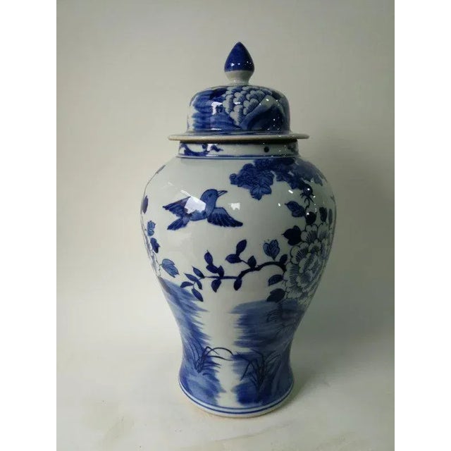 Chinese Blue and White Porcelain Ginger Jar With Birds & Flowers For Sale In Greensboro - Image 6 of 11