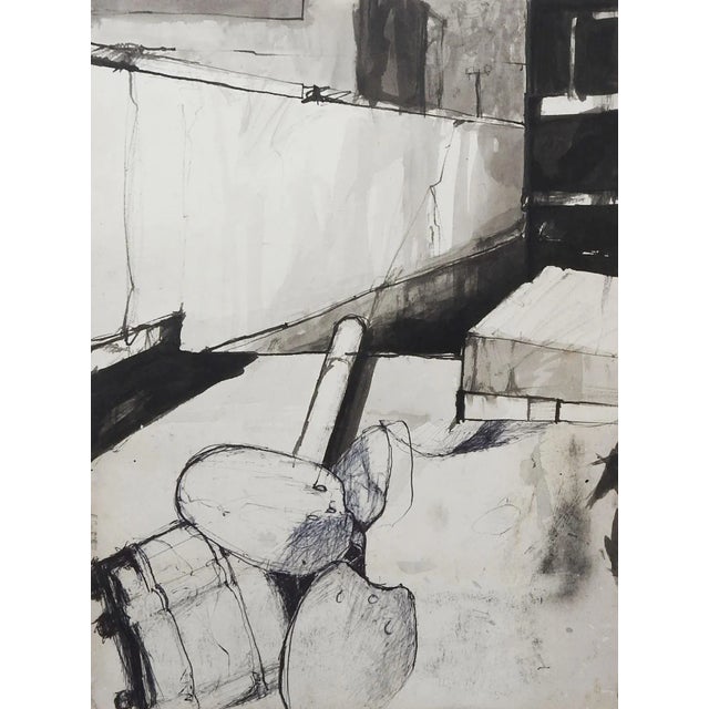 Abstract Black & White Ink Wash Drawing For Sale - Image 4 of 4