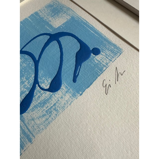 Abstract Erin Simon Original "Imperfection (In Blue)" Abstract Painting on Paper, Signed and Framed For Sale - Image 3 of 5