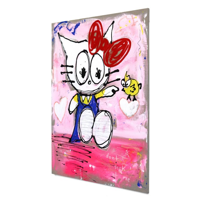 Abstract Love Me From a Distance - Original Contemporary Pop Street Art Painting on Canvas For Sale - Image 3 of 9