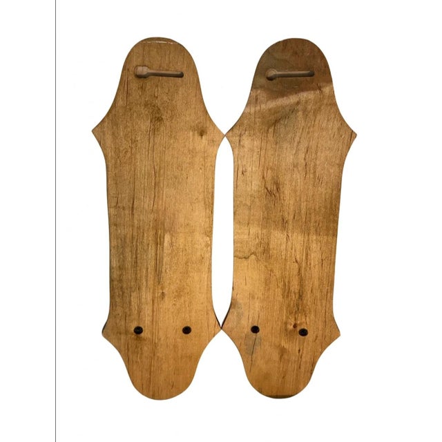 1980s Wood Wall Sconce Pair Maple Candle Holders 14" X 4" For Sale - Image 5 of 5