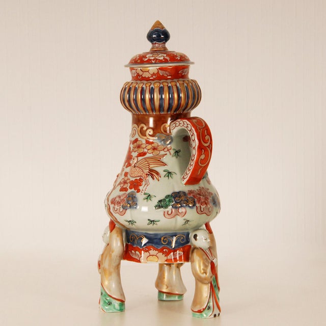 Late 19th Century Antique Imari Porcelain Japanese Jug Cranes by Samson Paris Tea or Coffee Pot Arita For Sale - Image 5 of 12